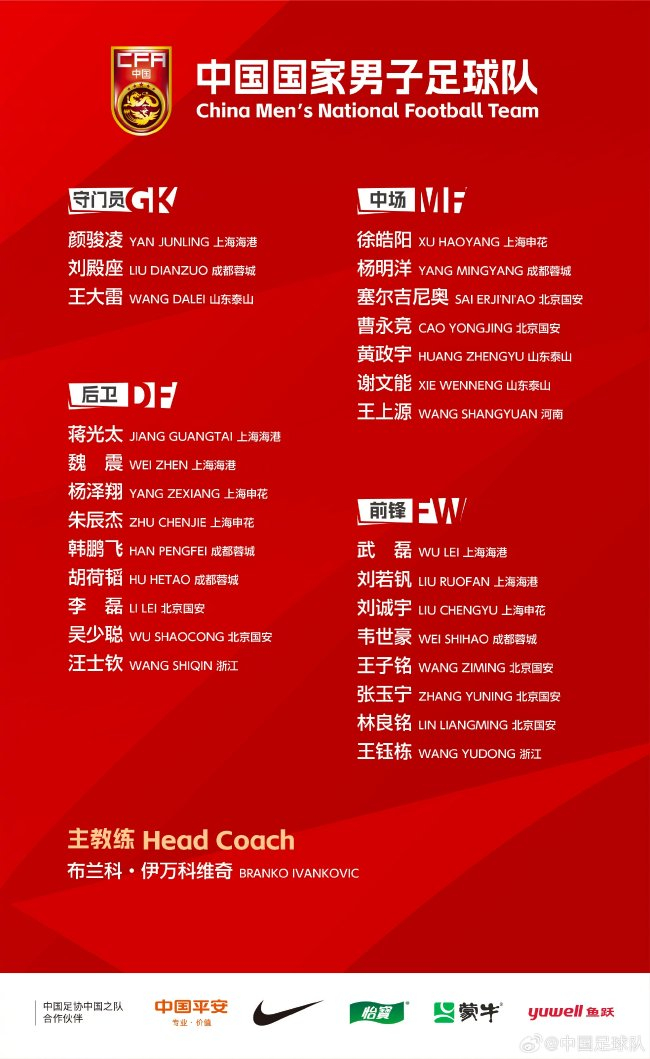 国足名单：武磊回归 杨明洋首入 王钰栋刘若钒在列